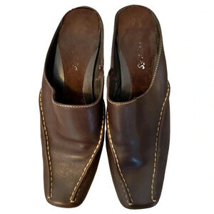 Aerosoles Brown Leather Mules Slip Ons for Women